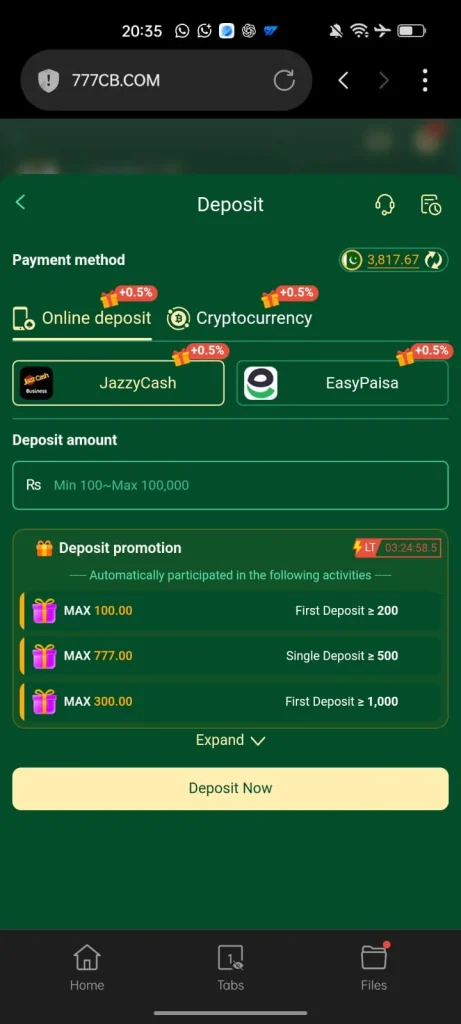 777CB Deposit